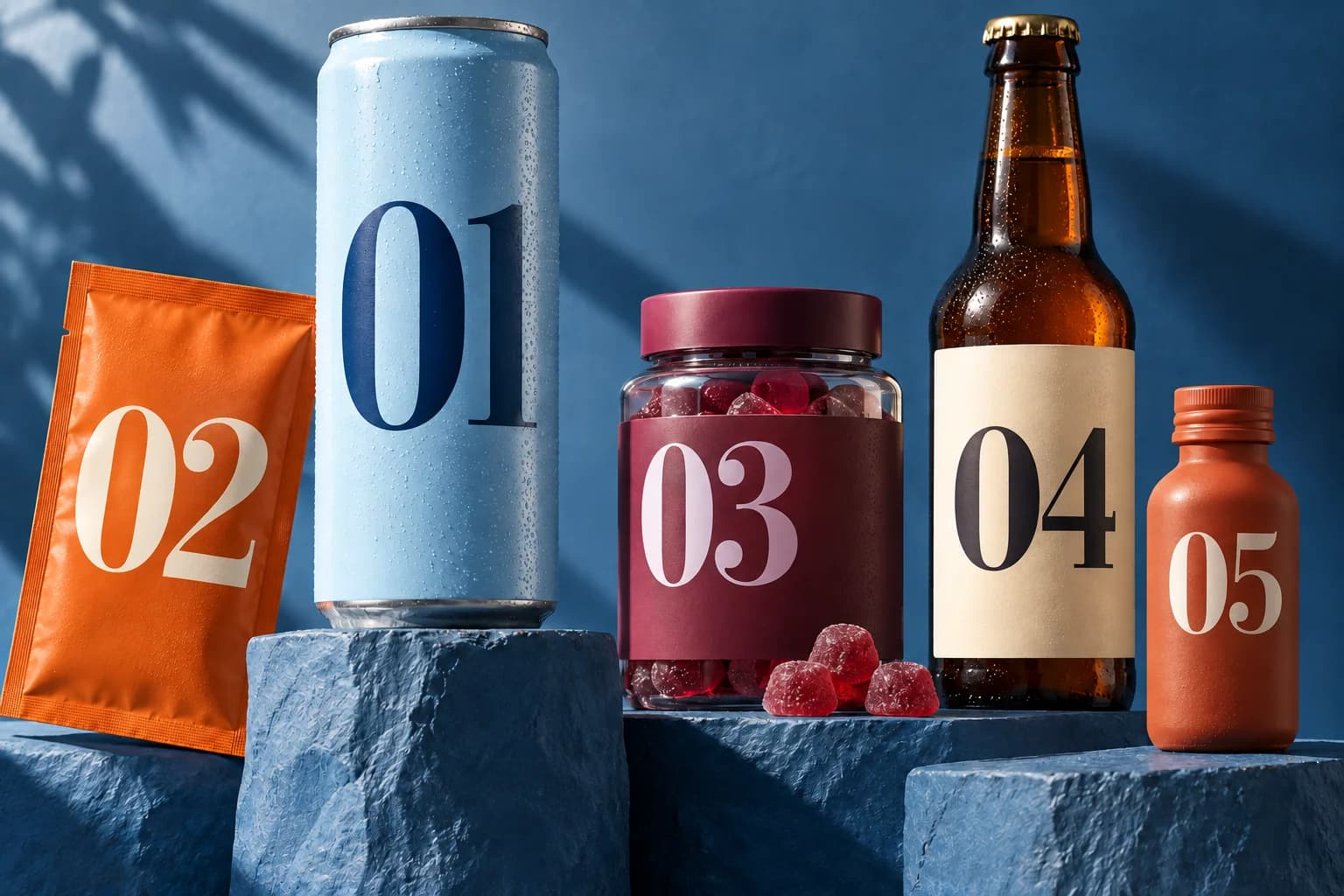 Exempel på private label-produkter i olika format och förpackningar